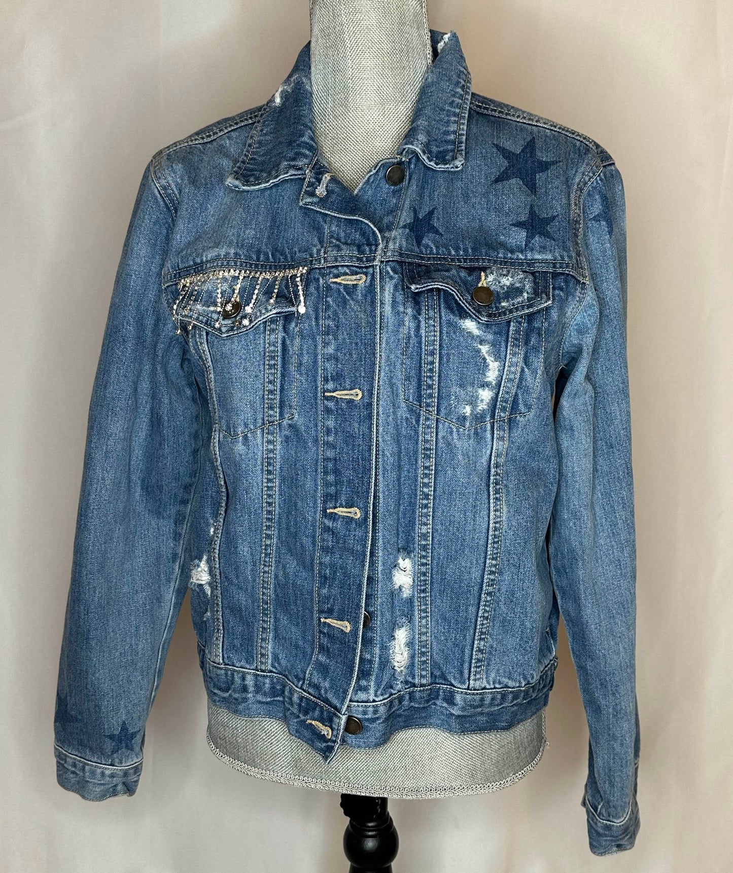 "Cowboys and tequila" Star Women's Denim Jacket Front Side