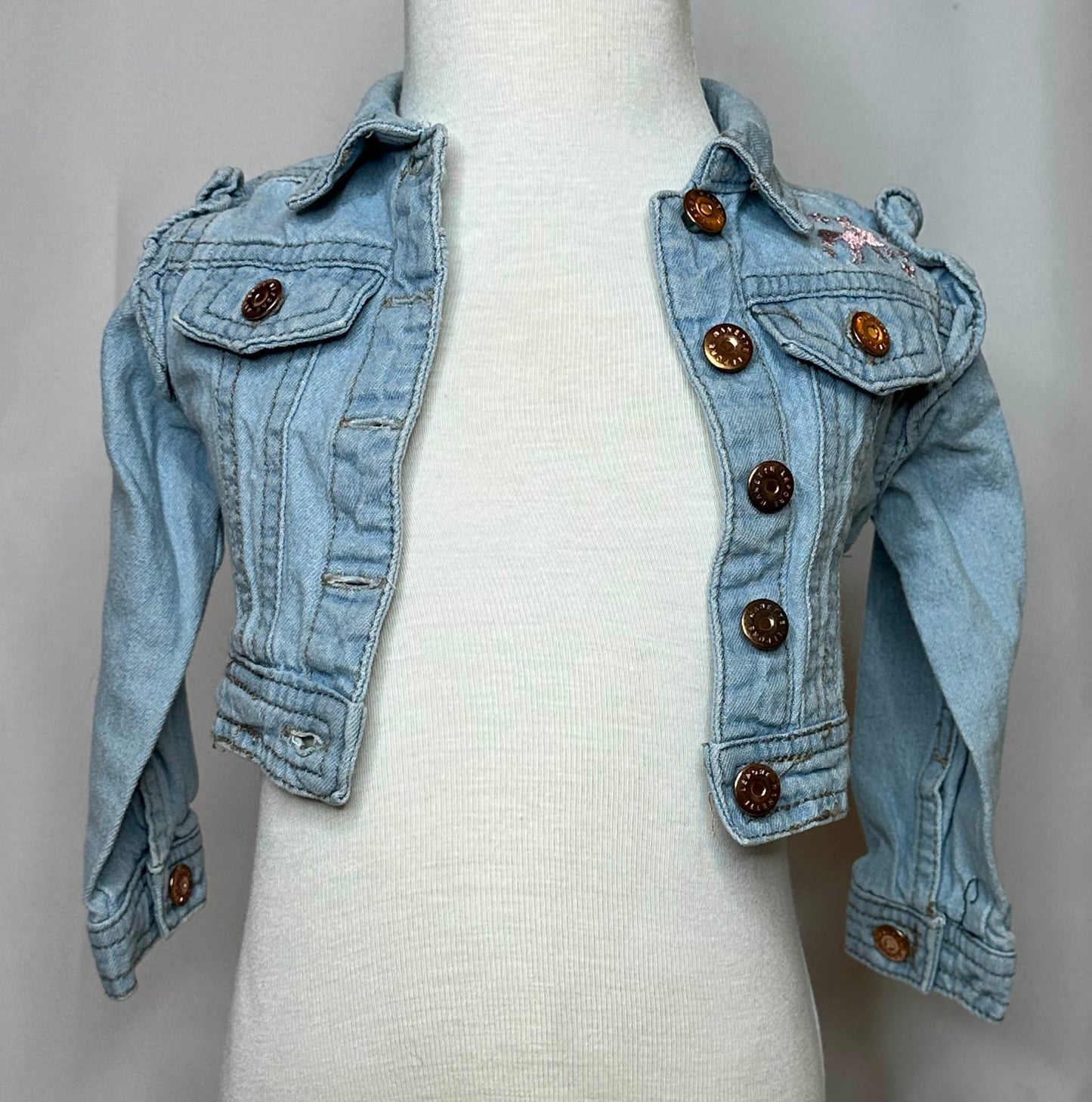 "Howdy" Fringed Toddler Denim Jacket Front Side