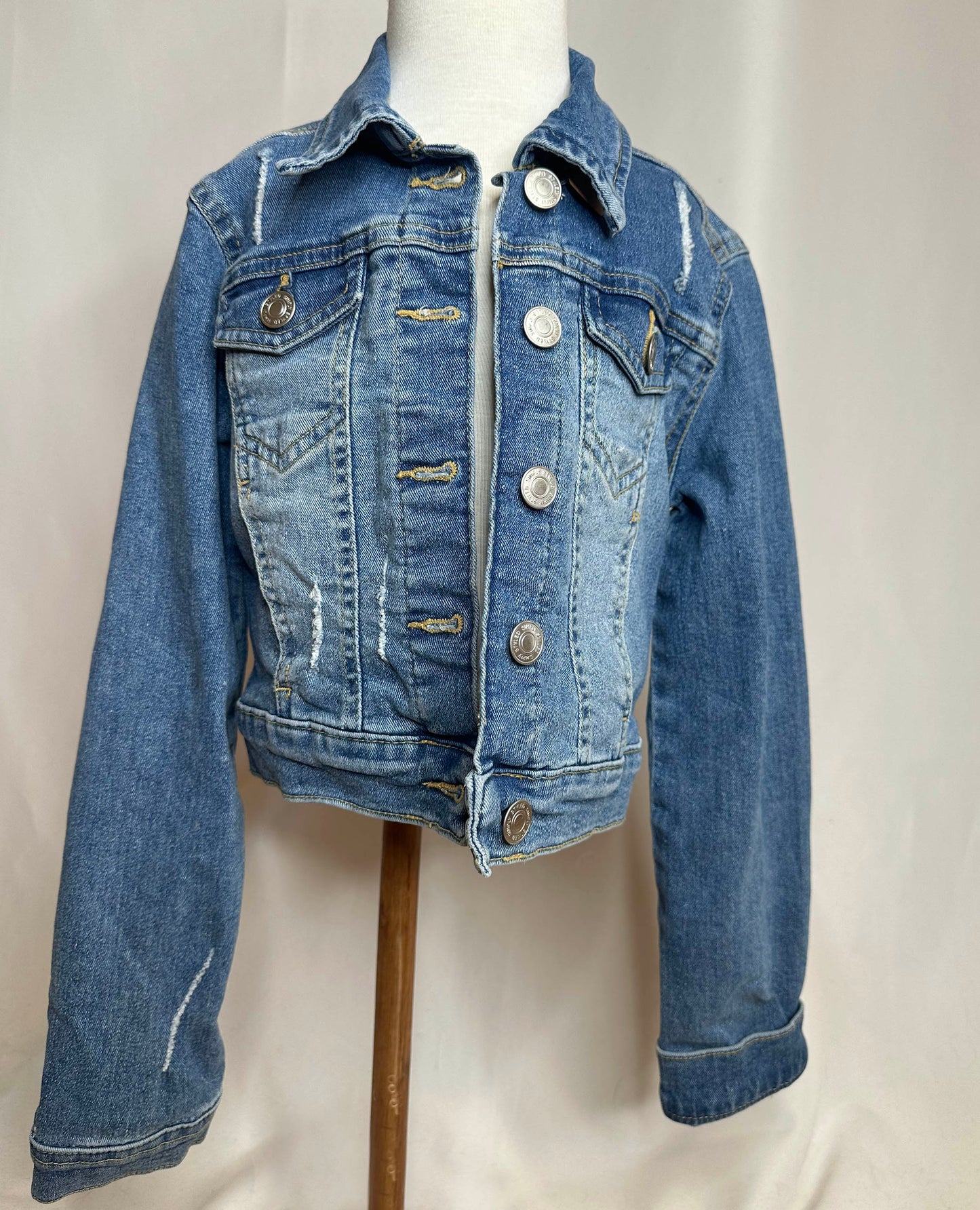 "Yee-Haw" Kids Heart Denim Jacket Front Side