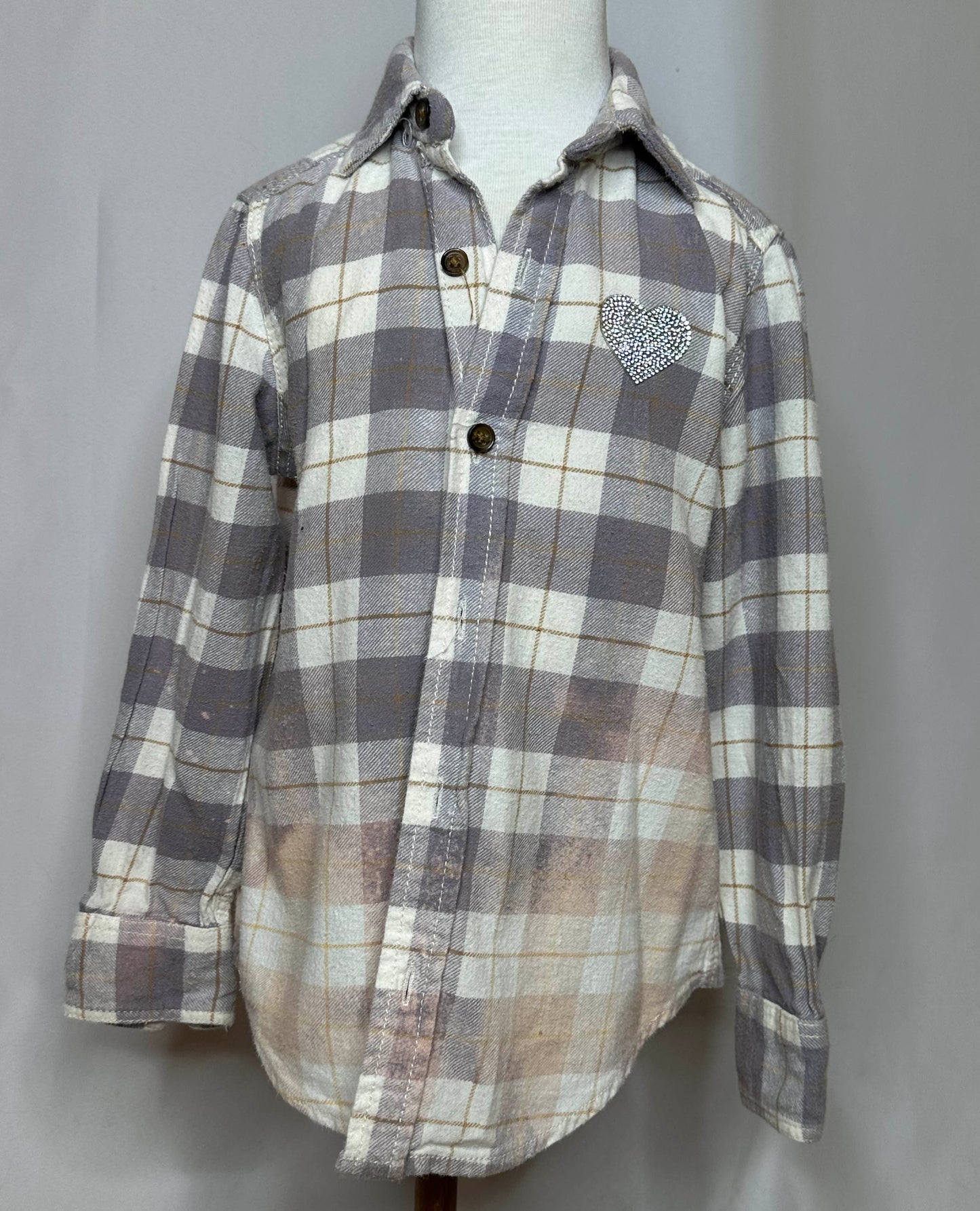 "Yee Haw" White Fringe Kids Flannel Front Side featuring heart detail on left side