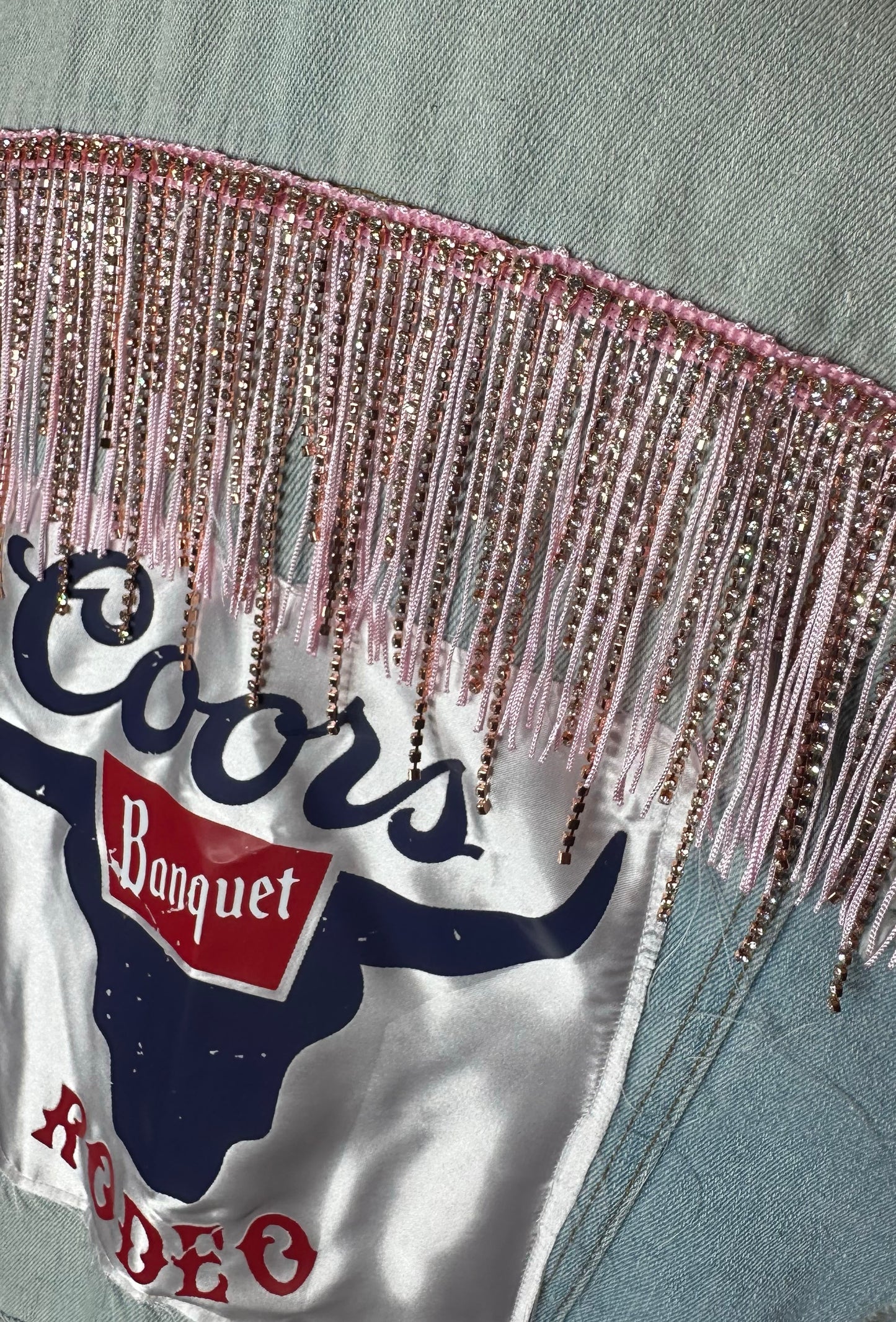 Coors Rodeo Pink Fringe Womens Denim Jacket