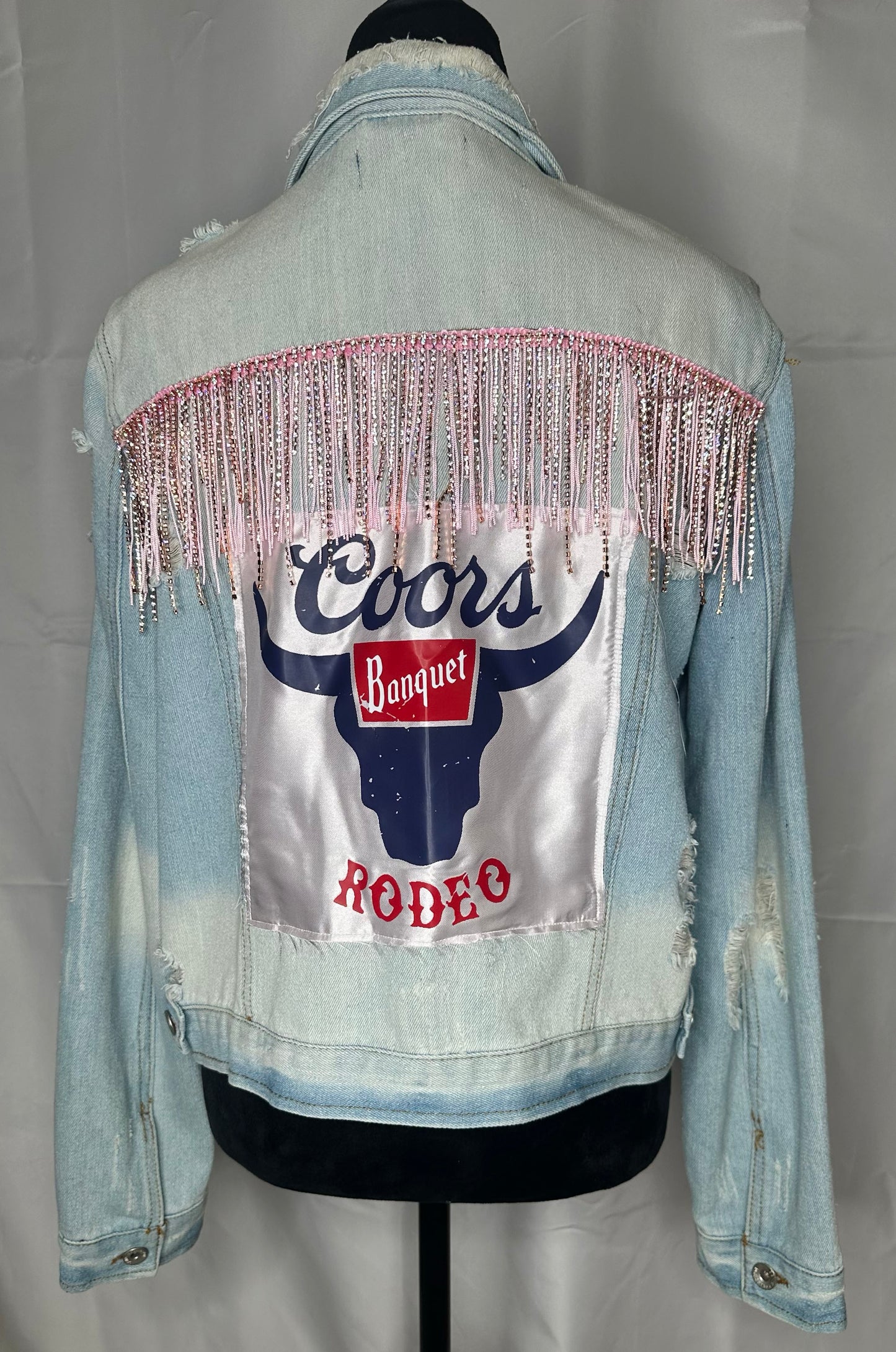 Coors Rodeo Pink Fringe Womens Denim Jacket
