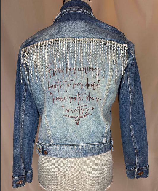 Full Crystal Elite Womens Denim Jacket