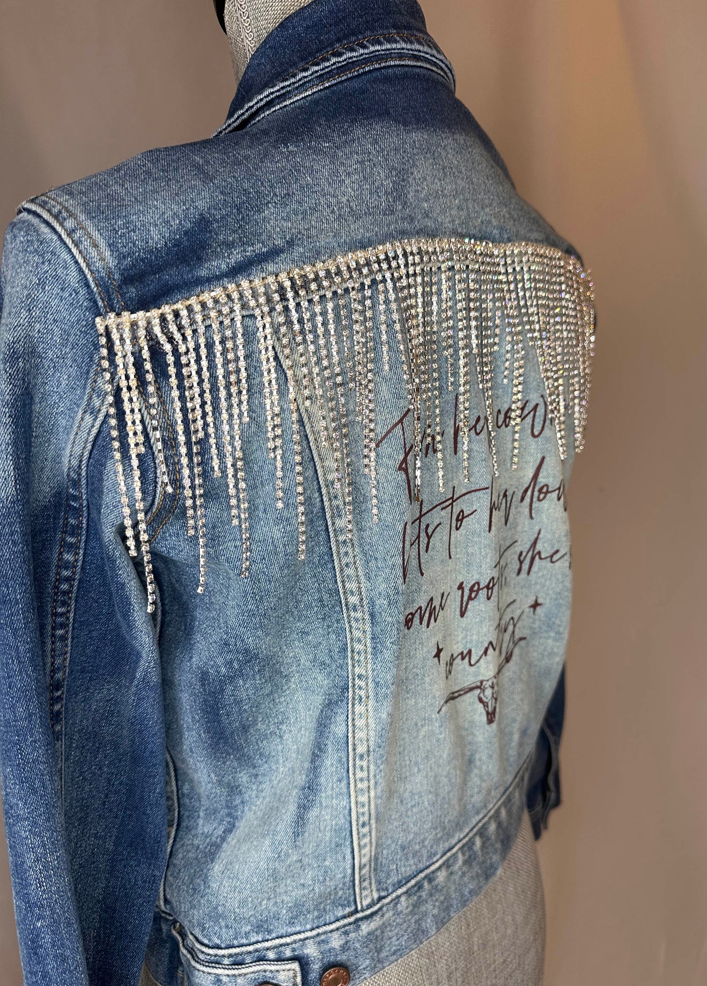 Full Crystal Elite Womens Denim Jacket