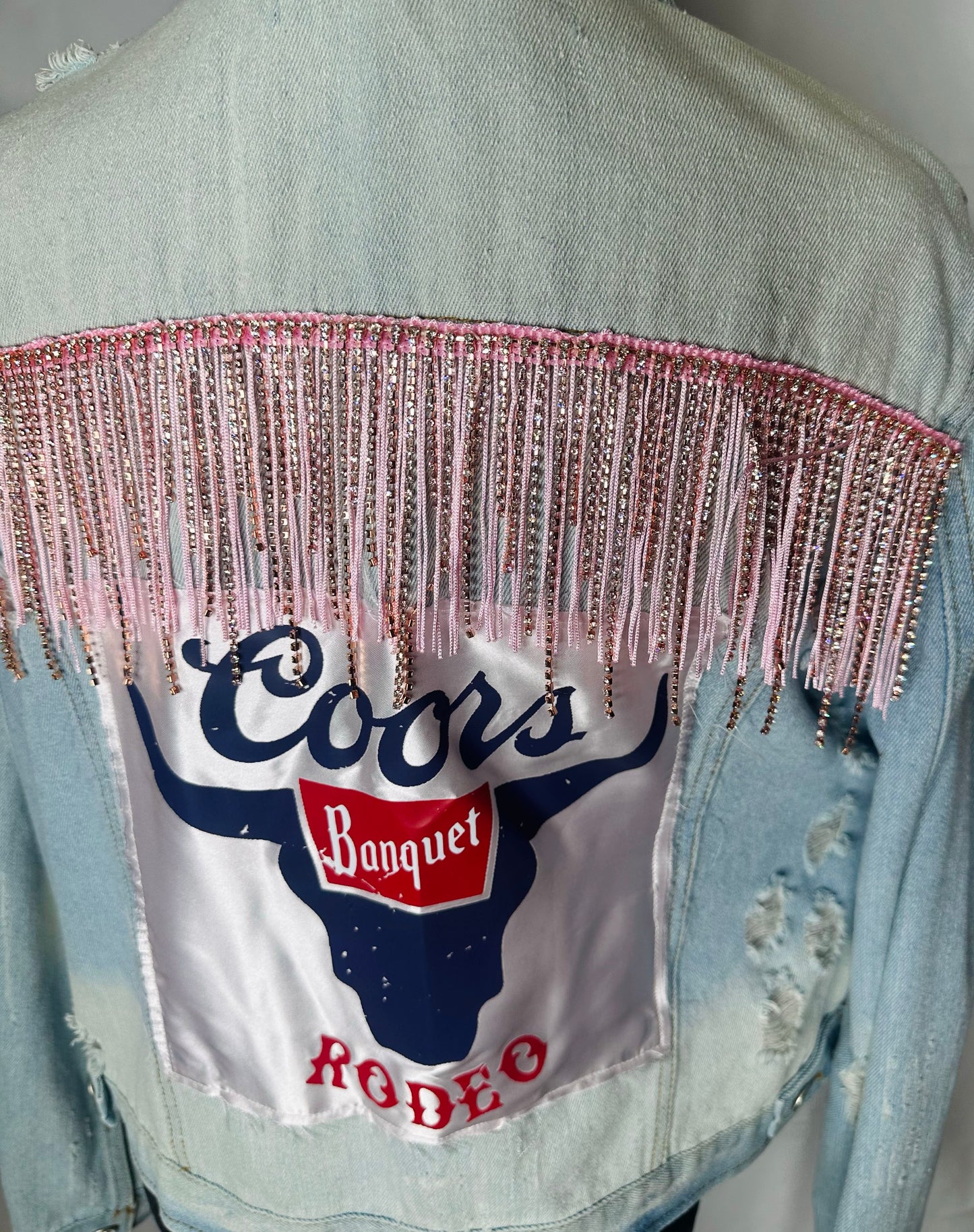 Coors Rodeo Pink Fringe Womens Denim Jacket