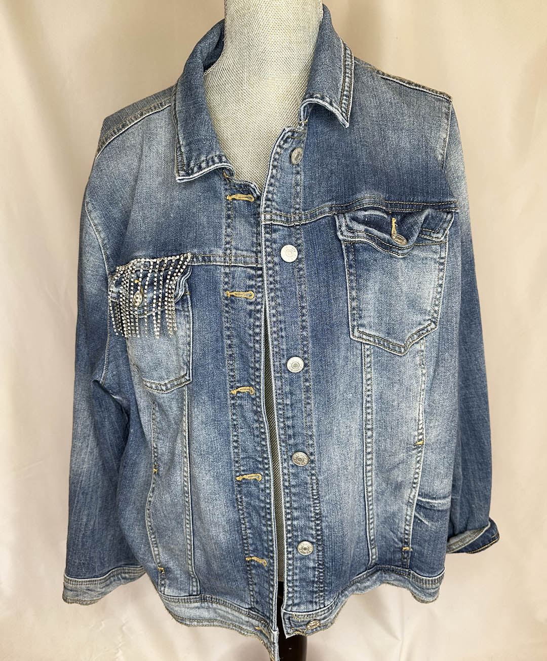 Black fringe "Cowboys & Tequila" Womens Denim Jacket