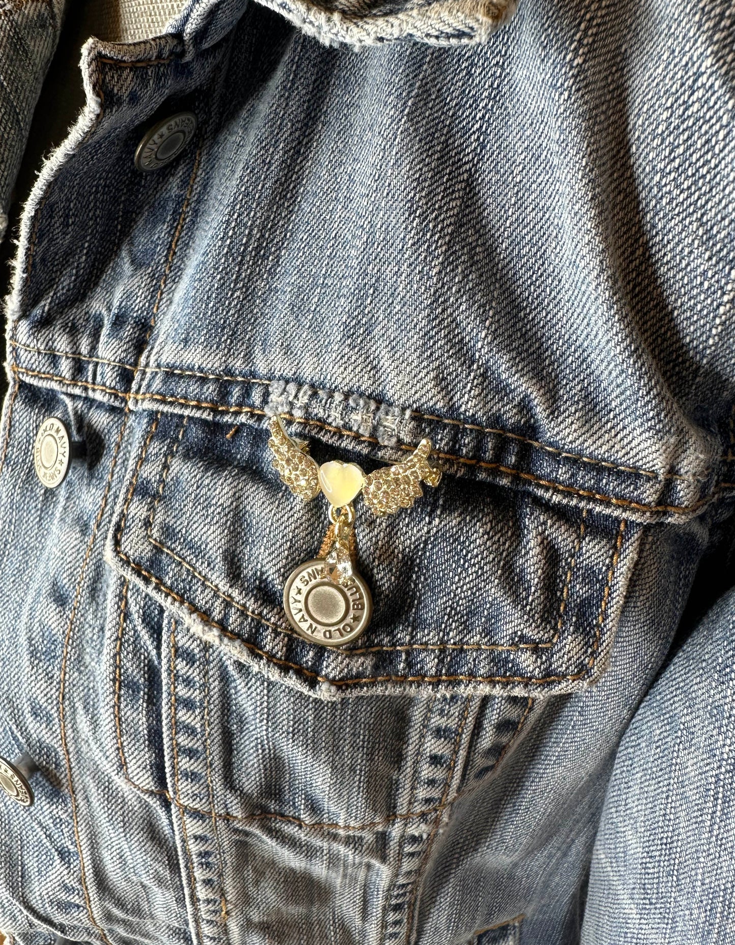 "Cowgirl Club" Fringed Womens Denim Jacket Front Pocket Detail
