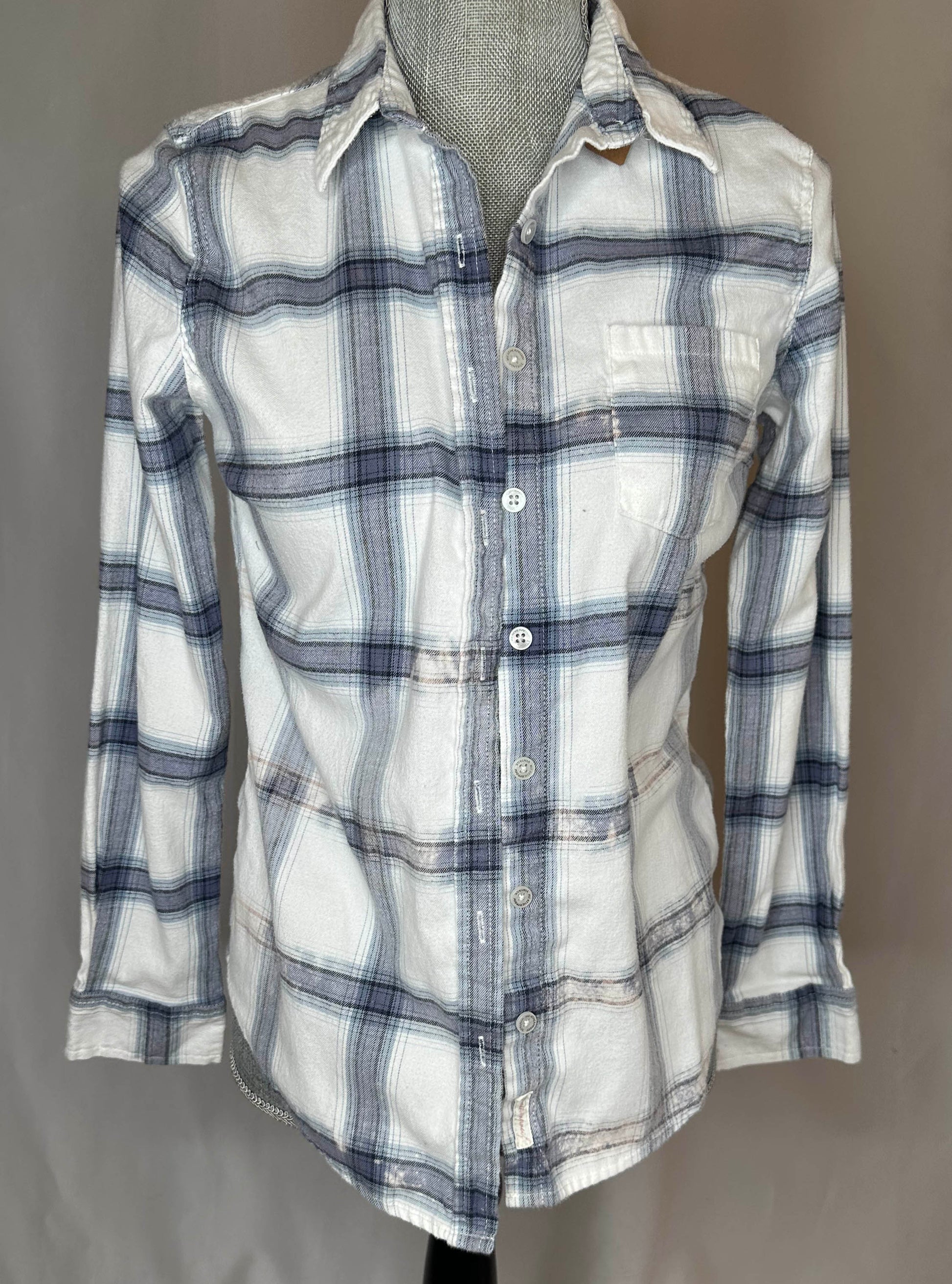 "Fueled by Coffee & Country Music" Women's button up Flannel in white front side