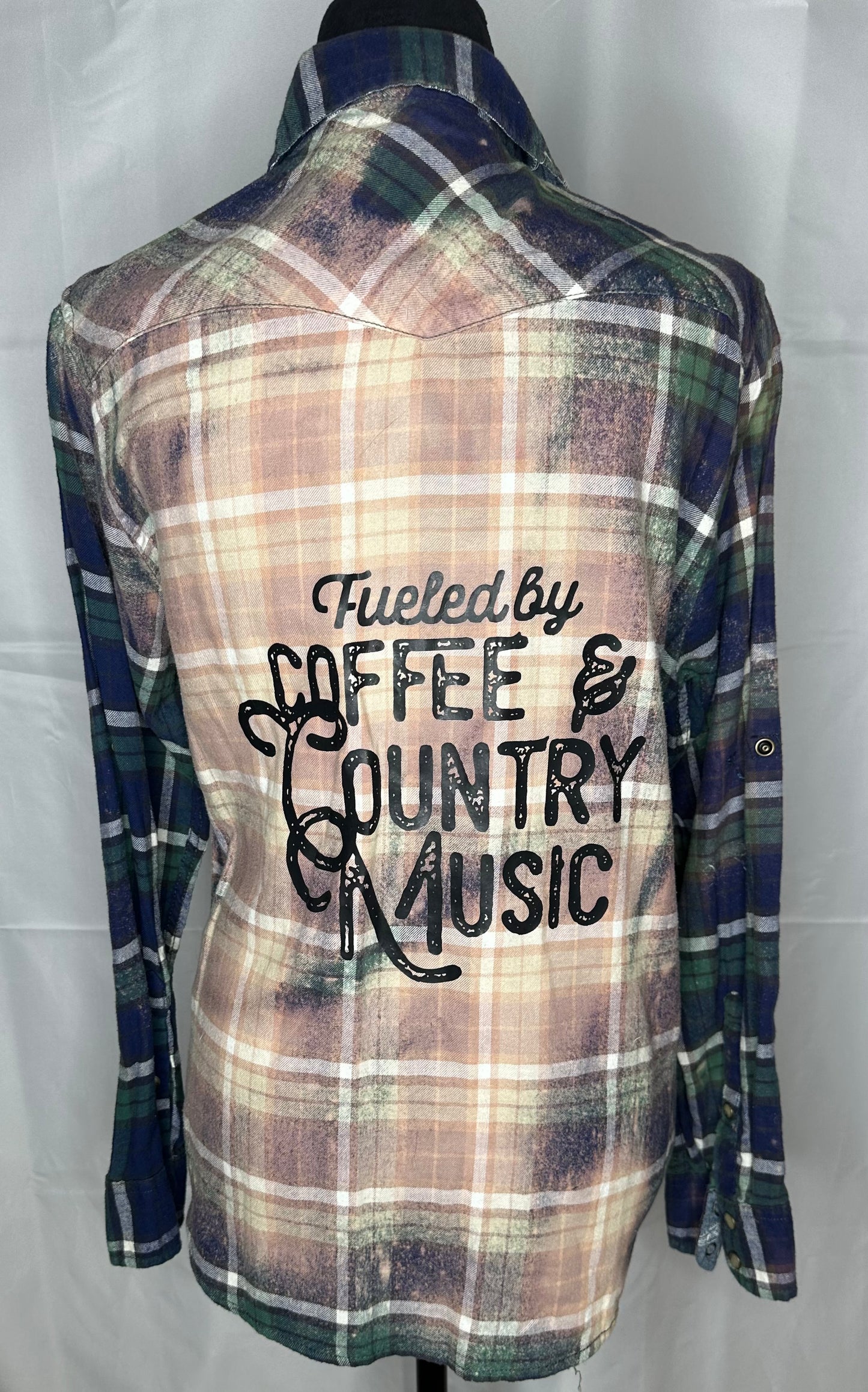 "Fueled by coffee & country music" Womens Flannel