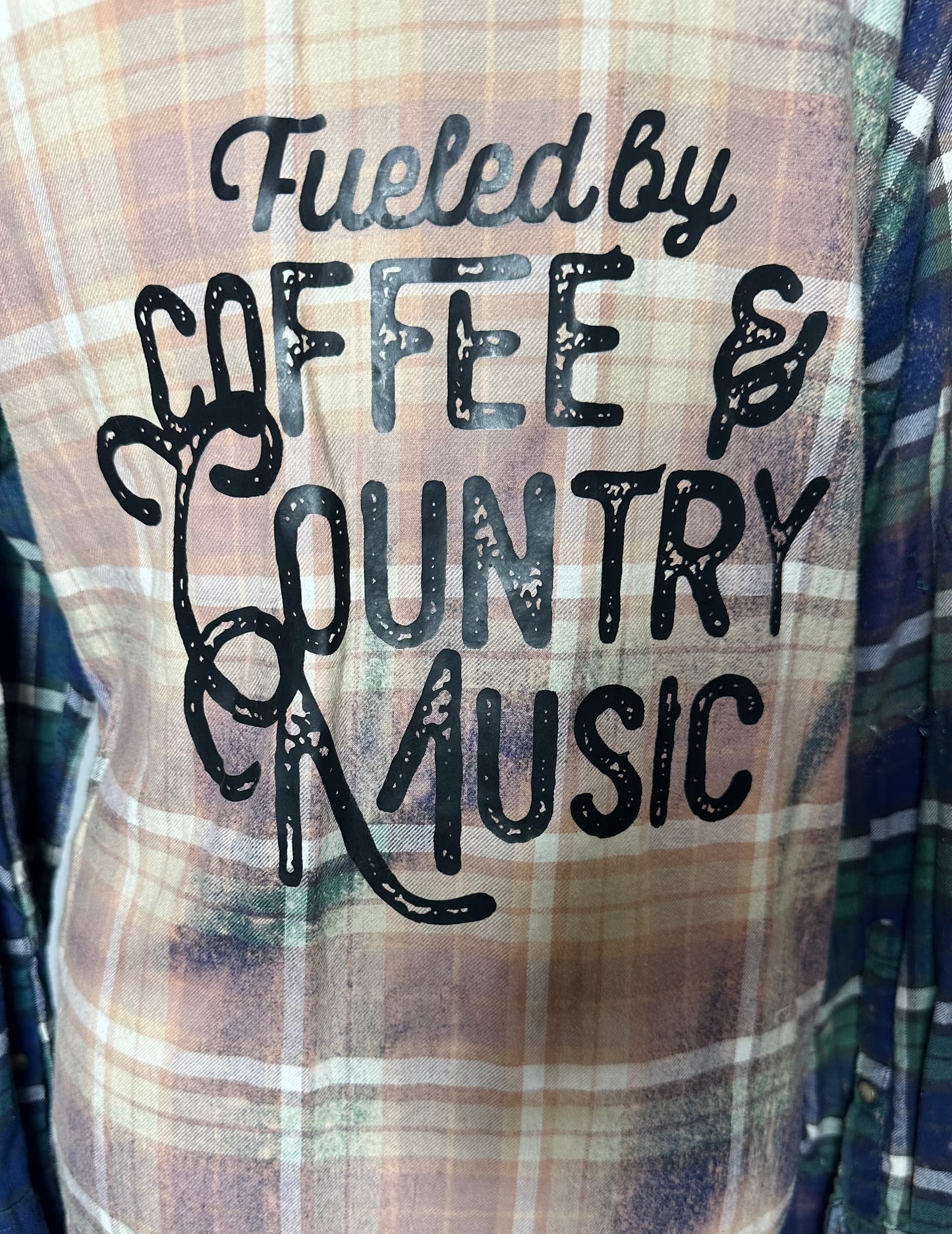 "Fueled by coffee & country music" Womens Flannel