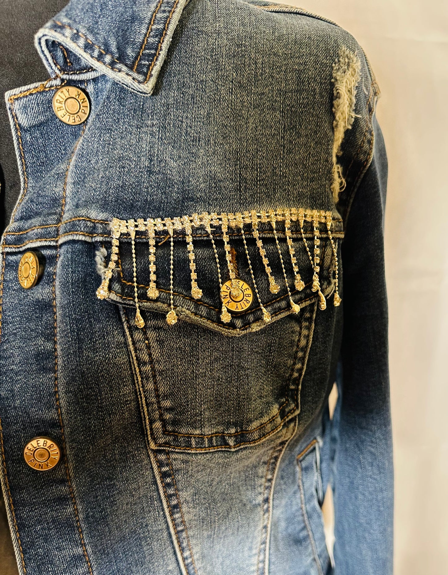 White Fringe "Made in the USA"  Womens Denim Jacket