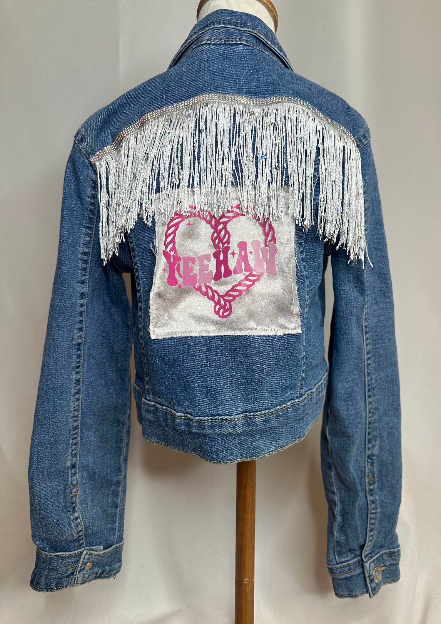 "Yee-Haw" Kids Heart Denim Jacket Back Side